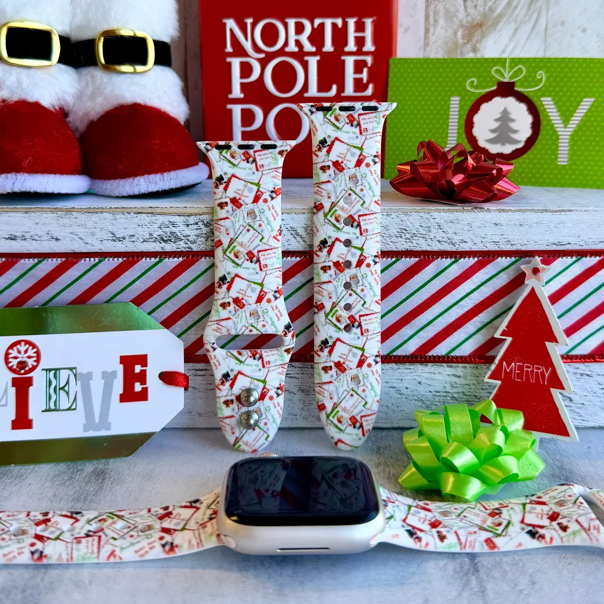 Letters To Santa Print Silicone Band For Apple Watch 1