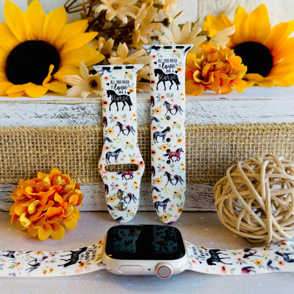 Equestrian Bloom Print Silicone Band For Apple Watch 1