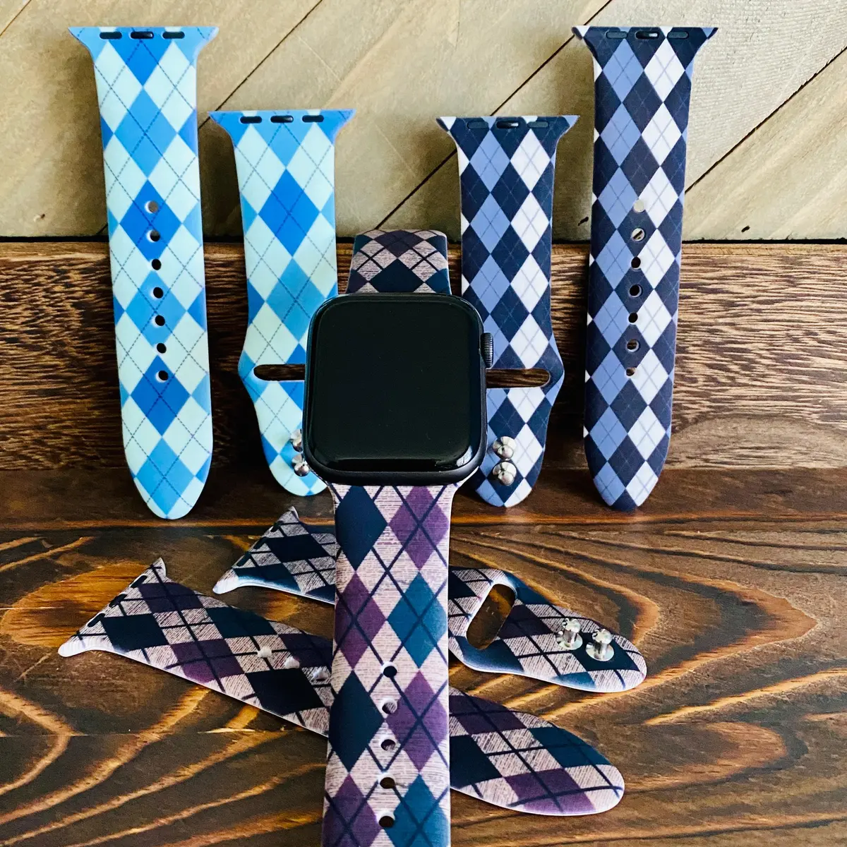 Classic Argyle Print Silicone Band For Apple Watch Multiple Colors Available 1
