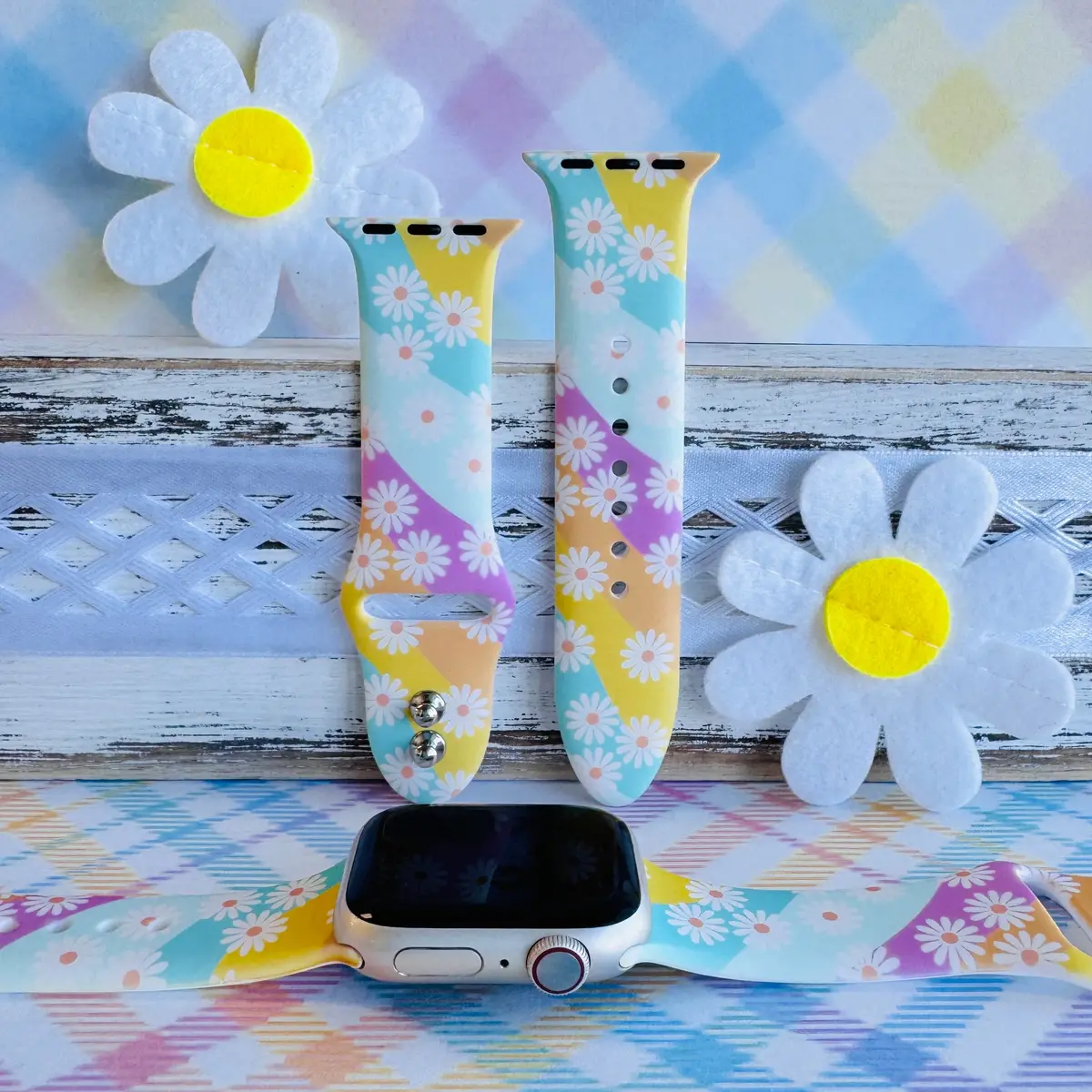 Daisy Dream Print Silicone Band For Apple Watch 1