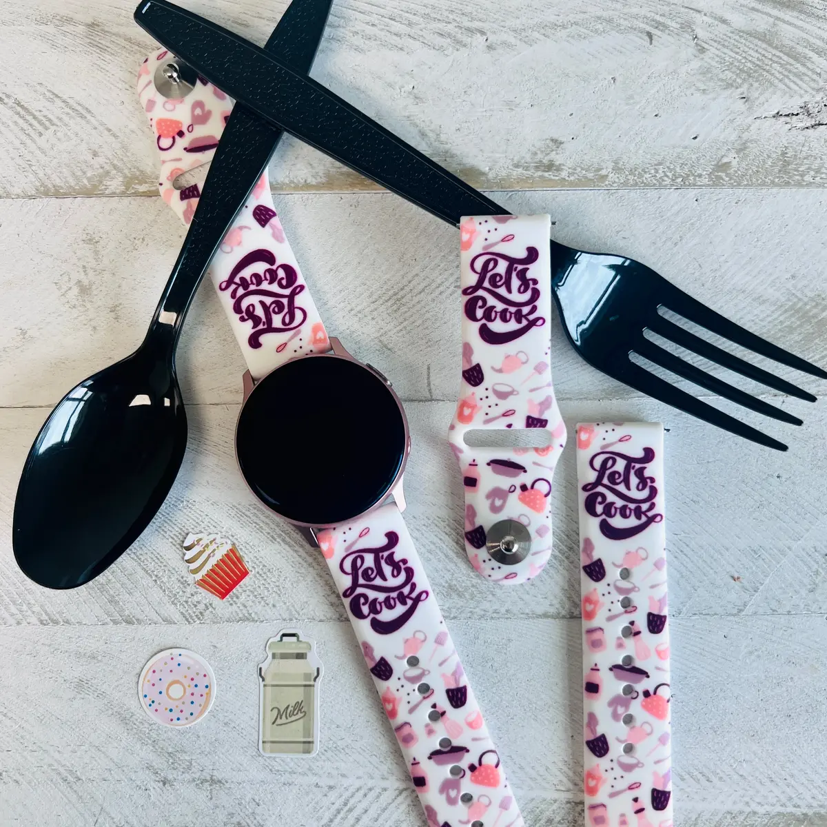 Let's Cook Print Print Silicone Band For Samsung Watch 1