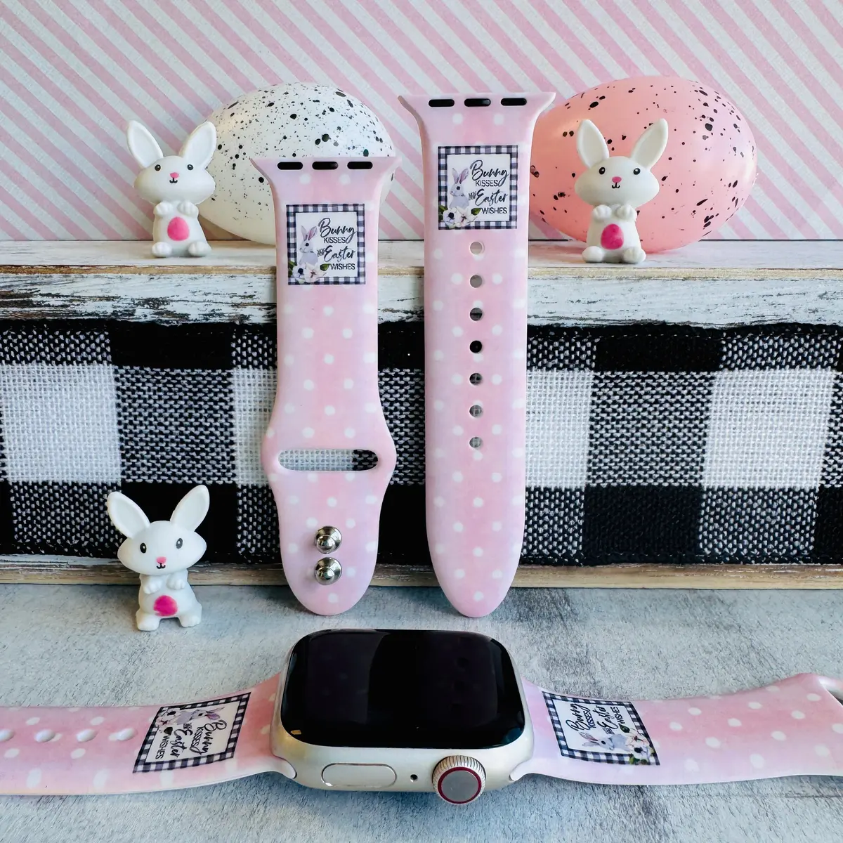 Bunny Bliss Print Silicone Band For Apple Watch 1