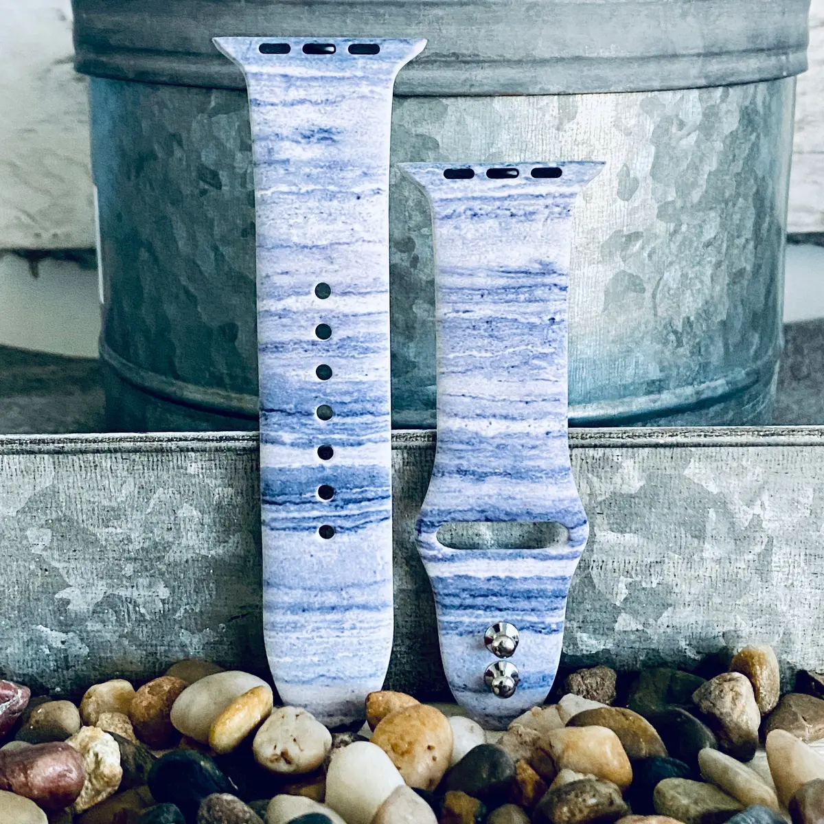 Gray Stone Print Silicone Band For Apple Watch 3