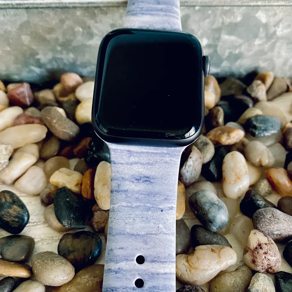 Gray Stone Print Silicone Band For Apple Watch 4