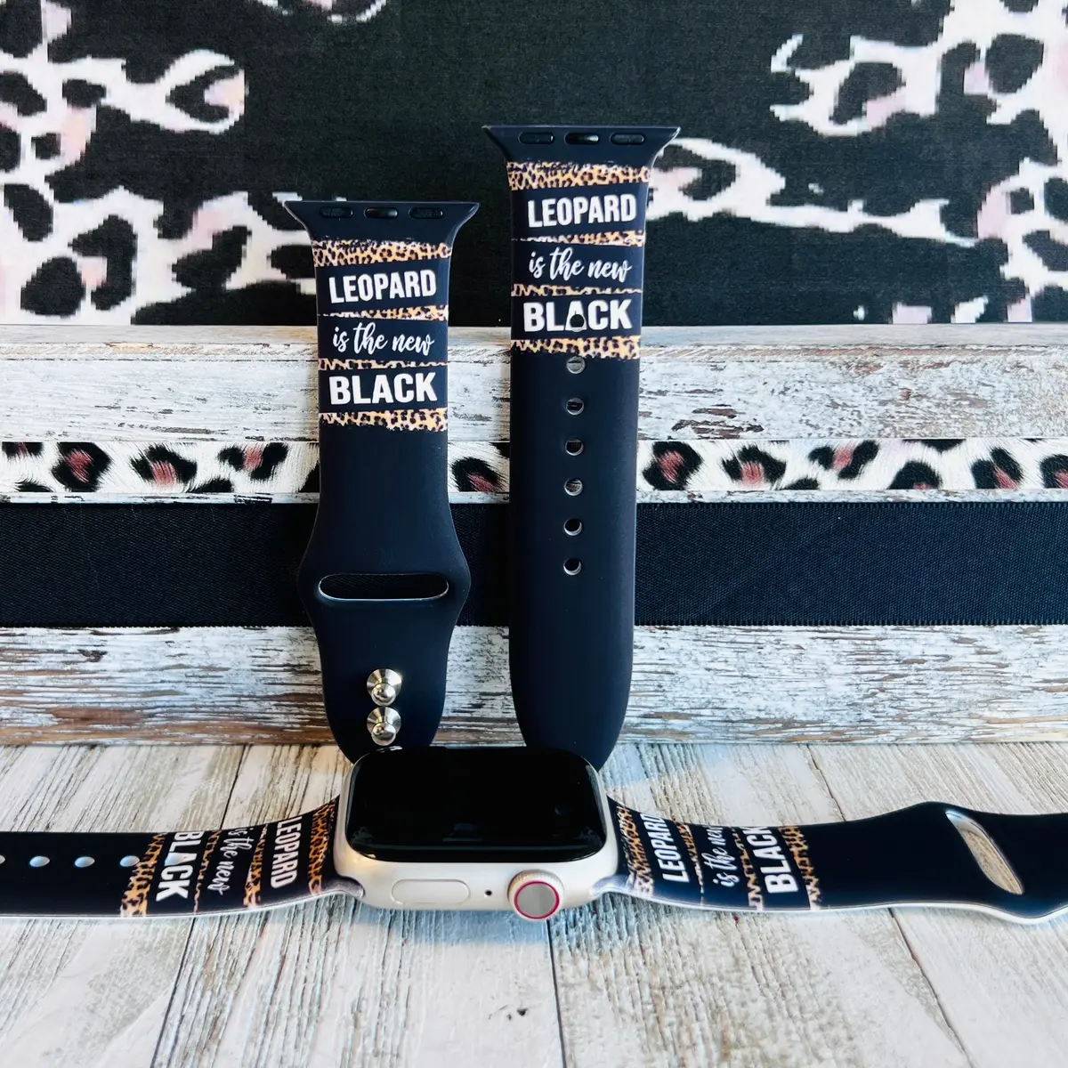 Leopard Is The New Black Print Silicone Band For Apple Watch 1