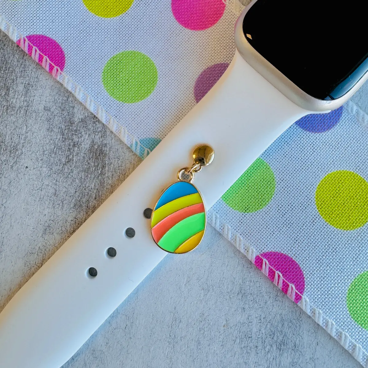 Band Charms 1Pc. Rainbow Ripple Easter Egg 1