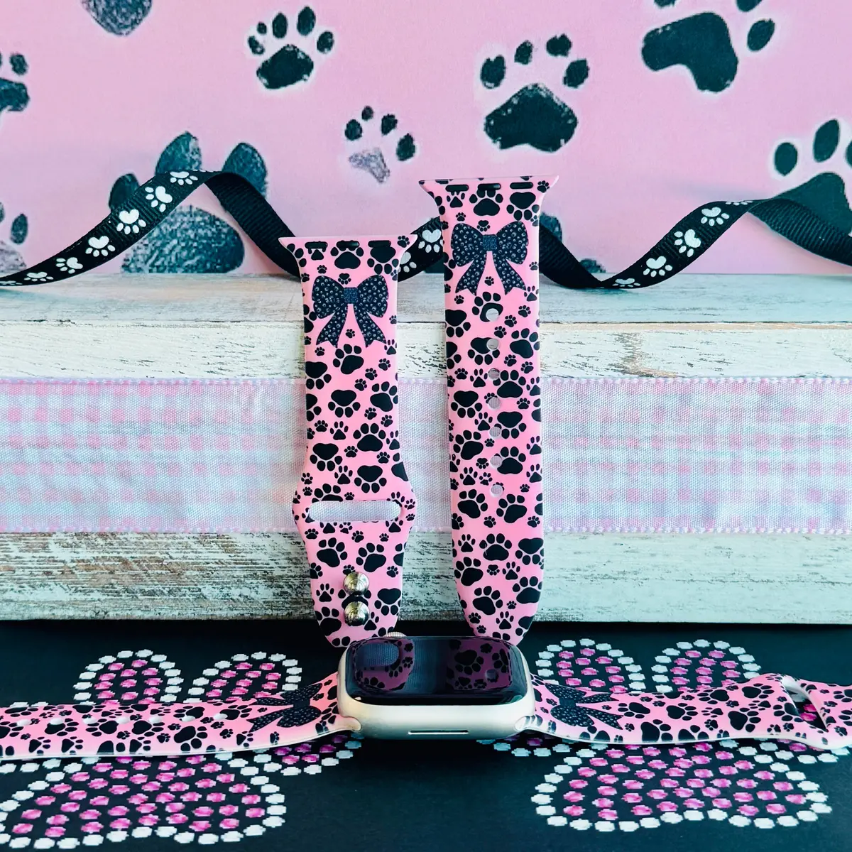 Pretty Little Paws Print Silicone Band For Apple Watch 1