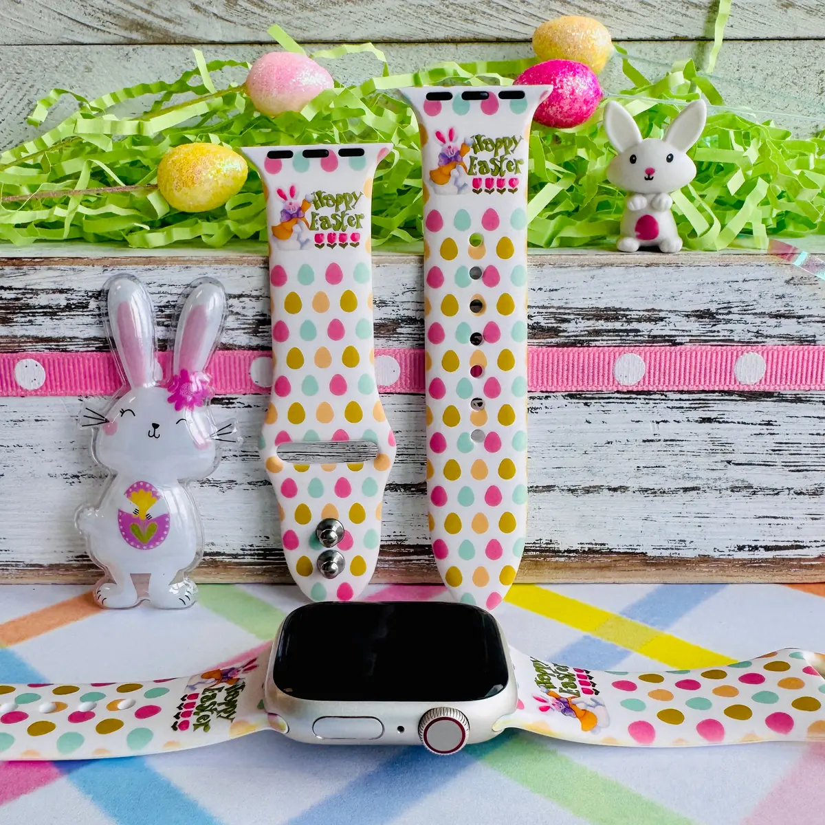 Happy Easter Print Silicone Band For Apple Watch 1