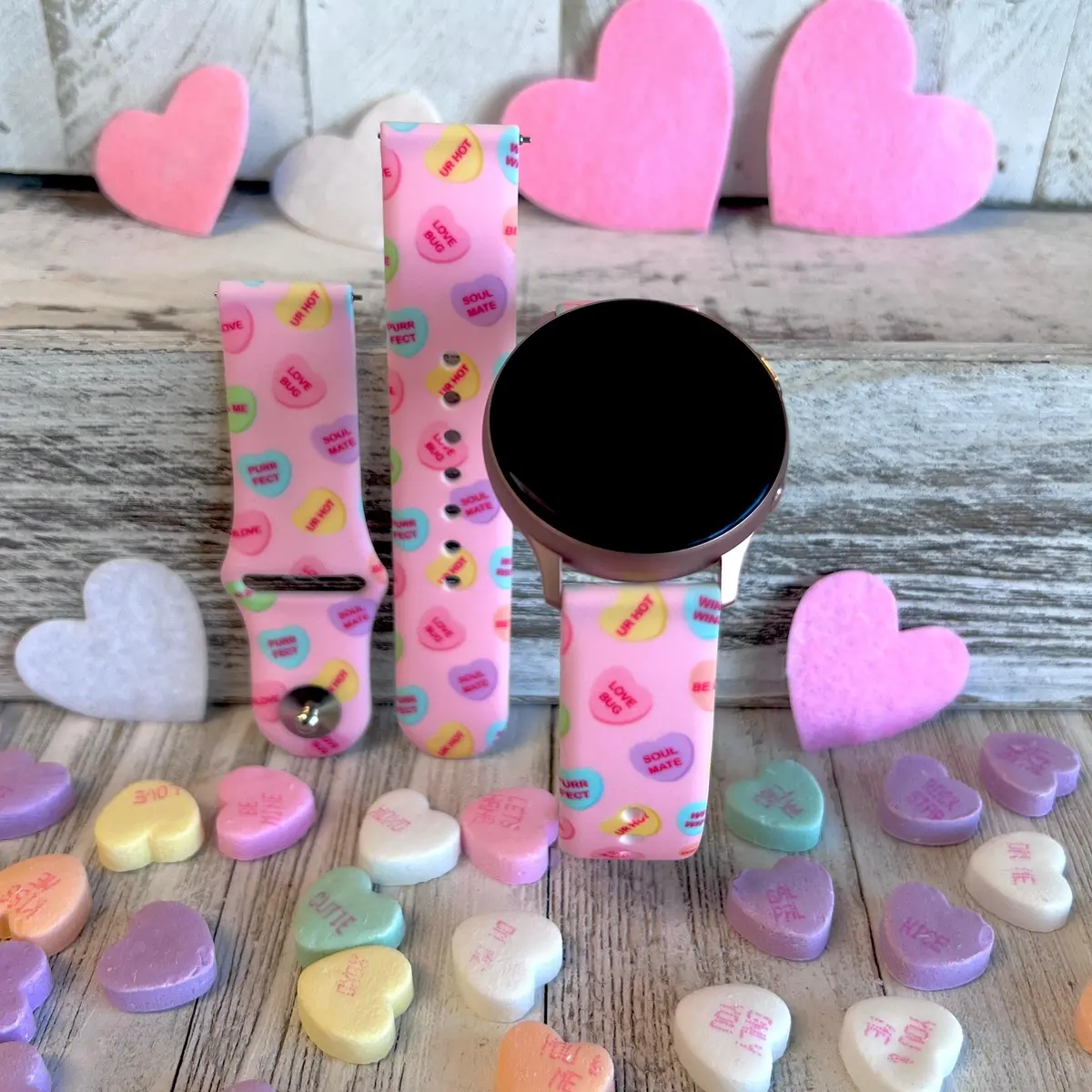 Conversation Hearts Print Silicone Band For Samsung Watch 1