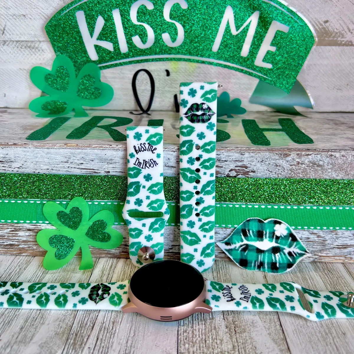 Kiss Me I'm Irish Print Silicone Band For Samsung Watch 1