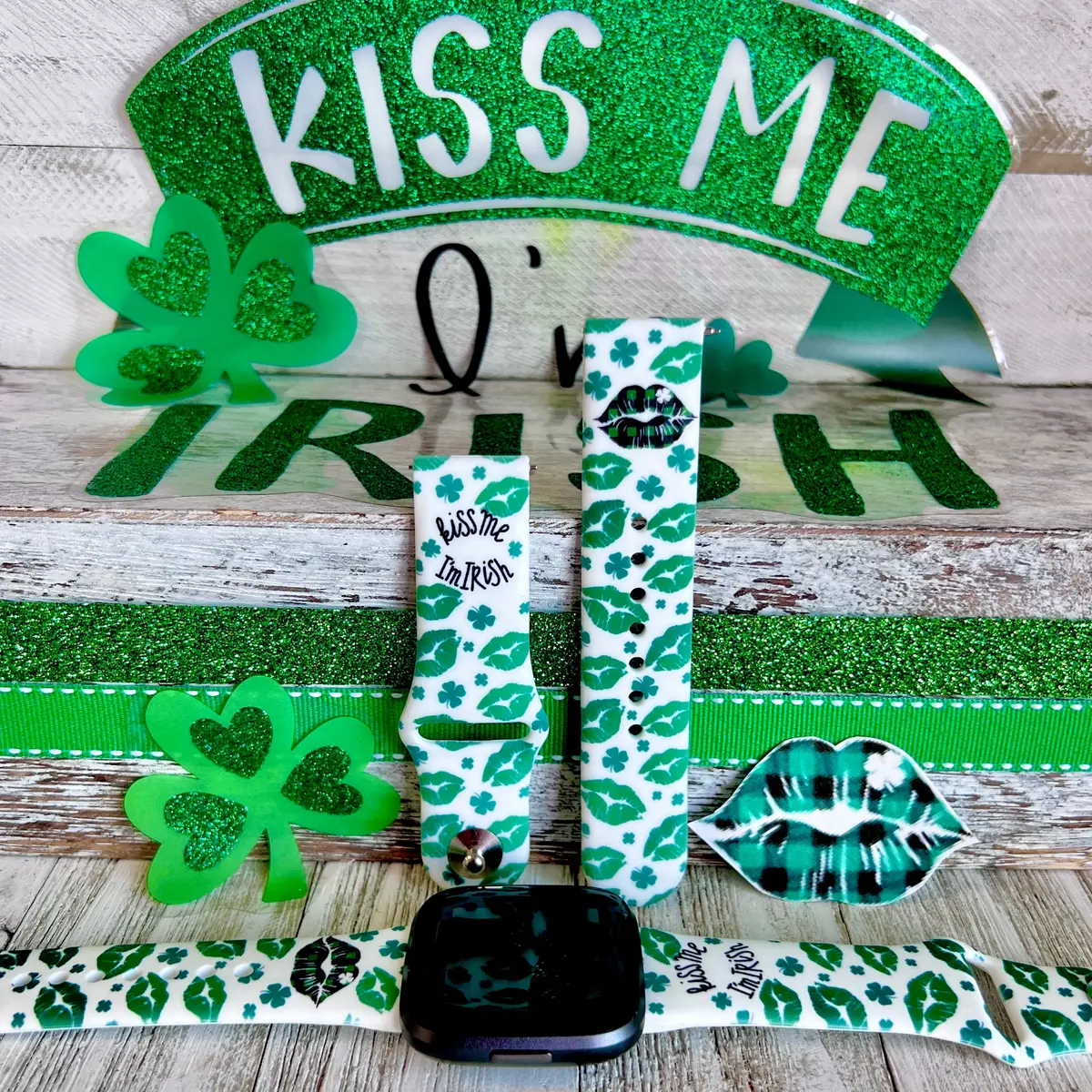 Kiss Me I'm Irish Print Silicone Band For Fitbit Versa 1/2 1