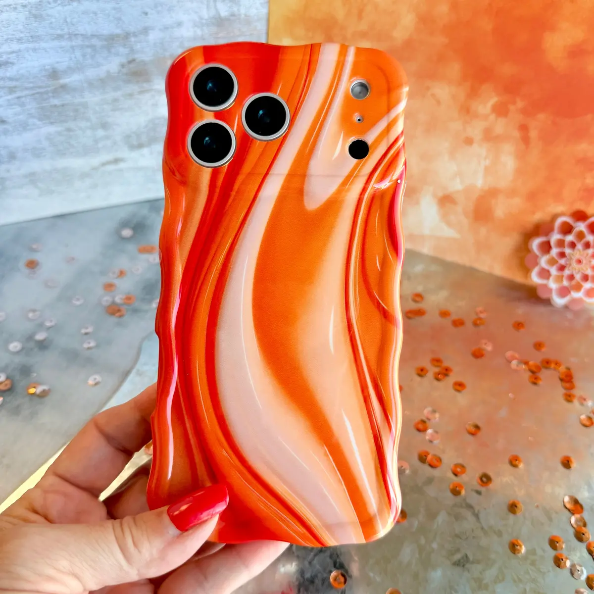Orange Crush Wavy Luxe Magsafe Case For Iphone 1