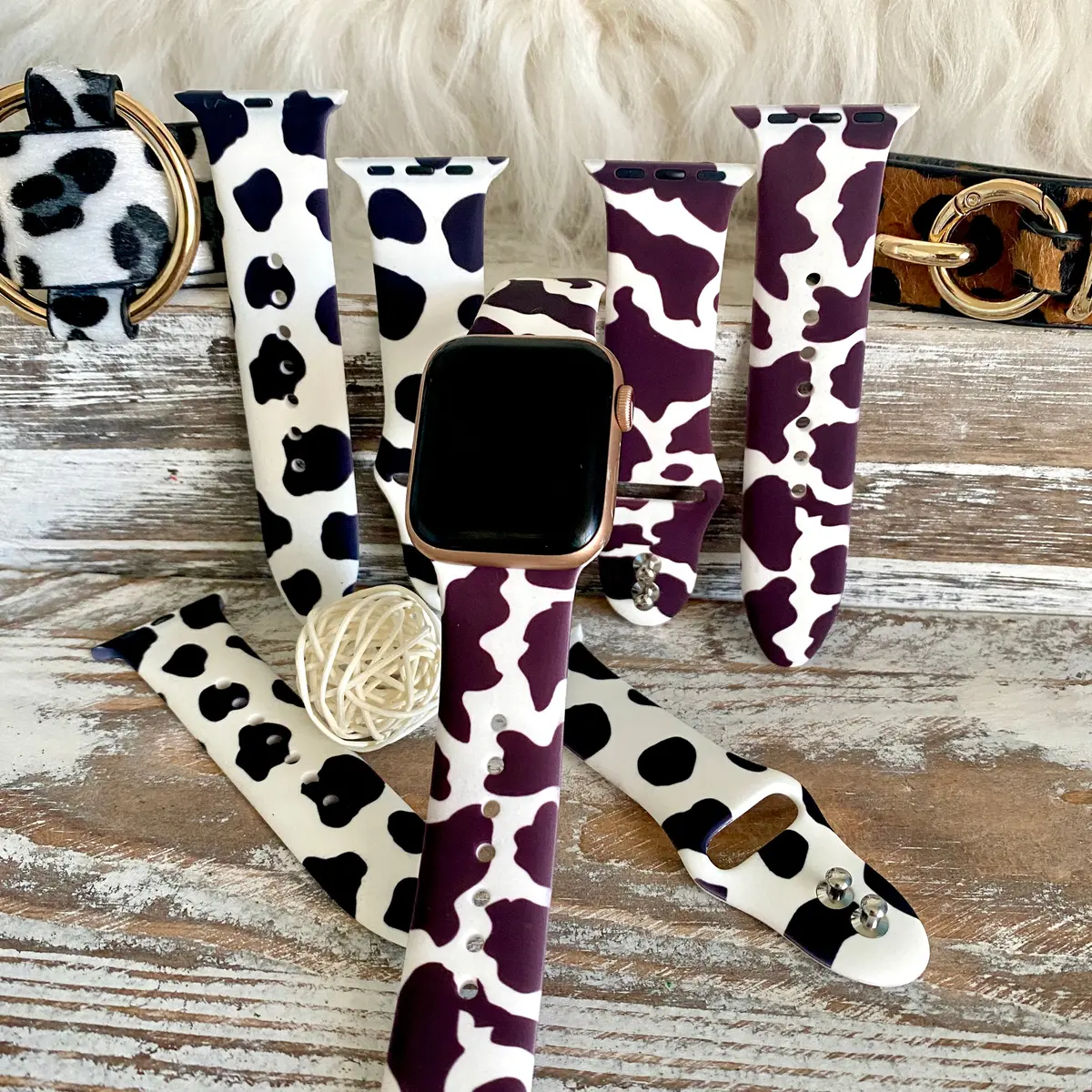 Nashville Cow Print Silicone Band For Apple Watch Two Colors Available 1