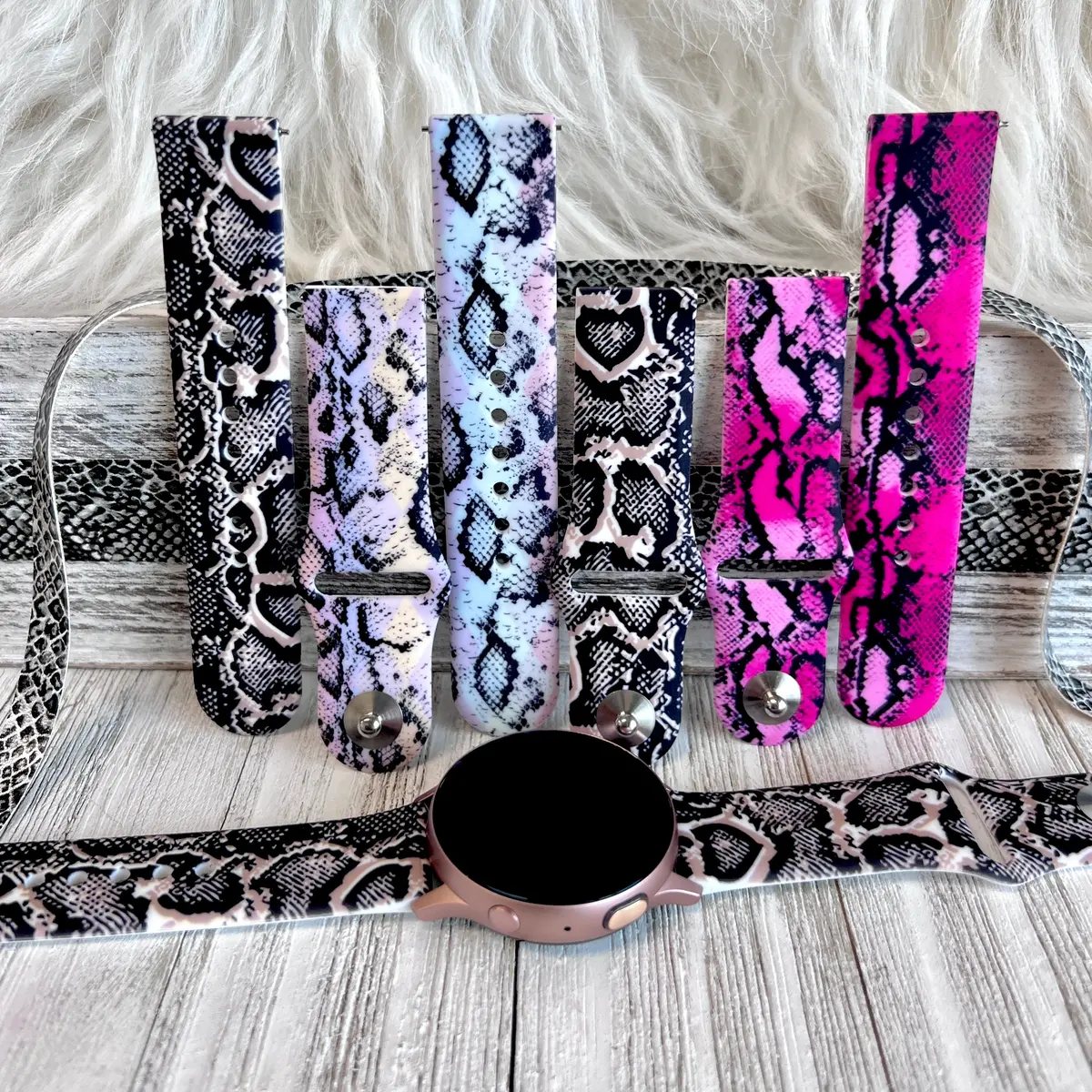 Snakeskin Print Silicone Band For Samsung Watch Multiple Colors Available 1