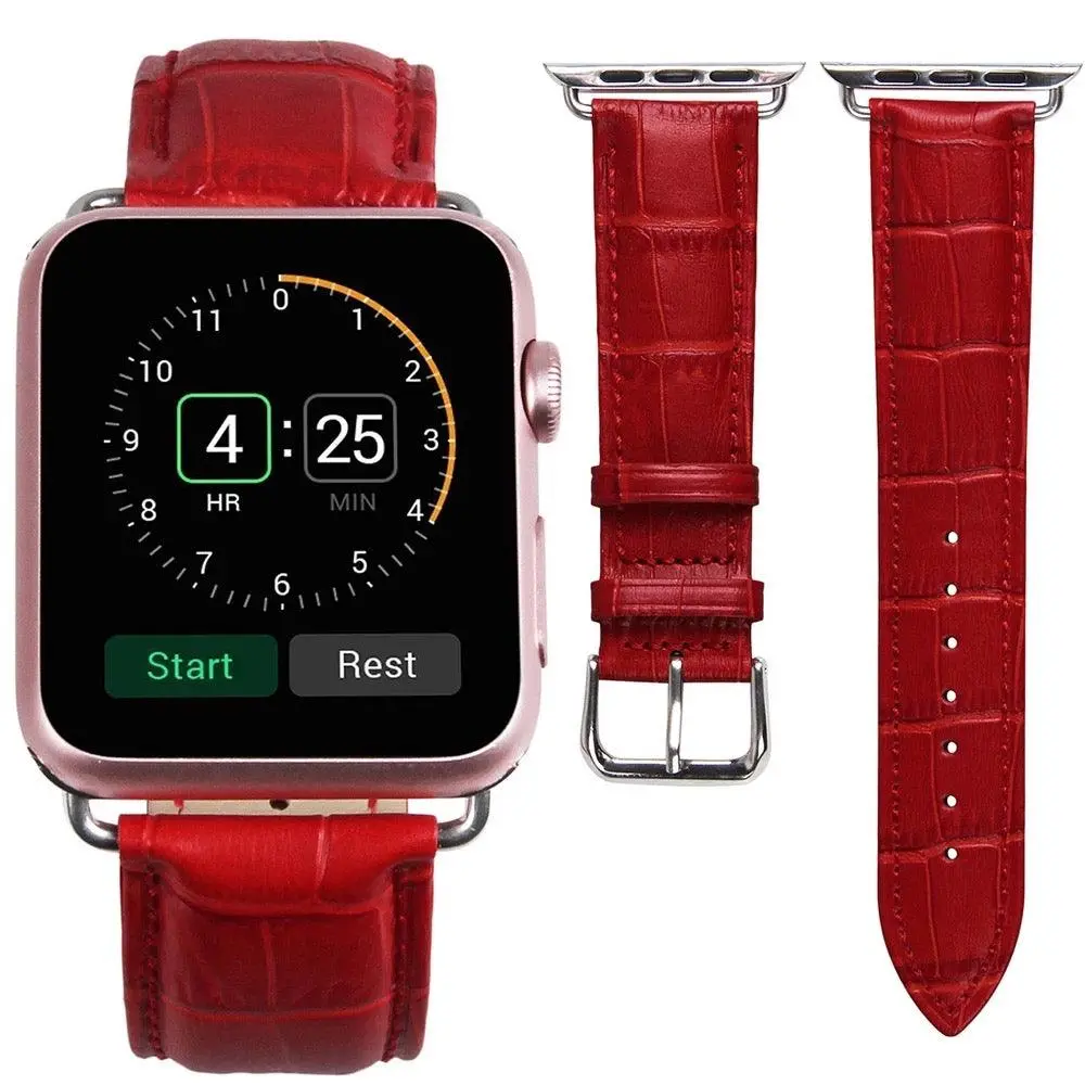 Faux Crocodile Leather Band For Apple Watch Multiple Colors Available 1