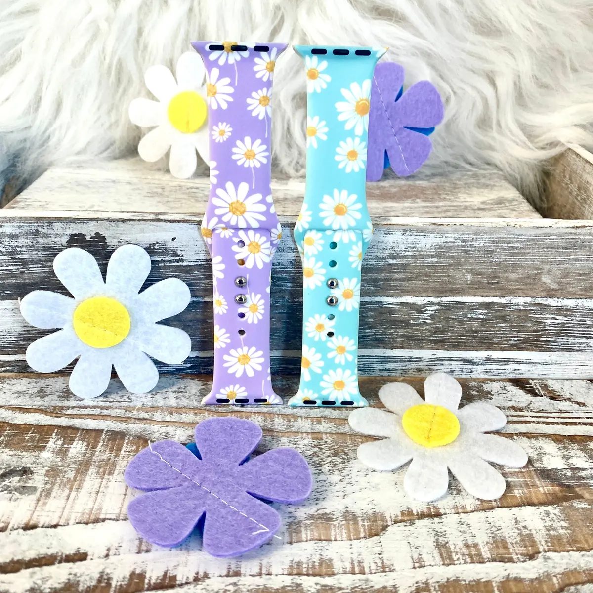 Spring Daisies Print Silicone Band For Apple Watch Two Colors Available 2