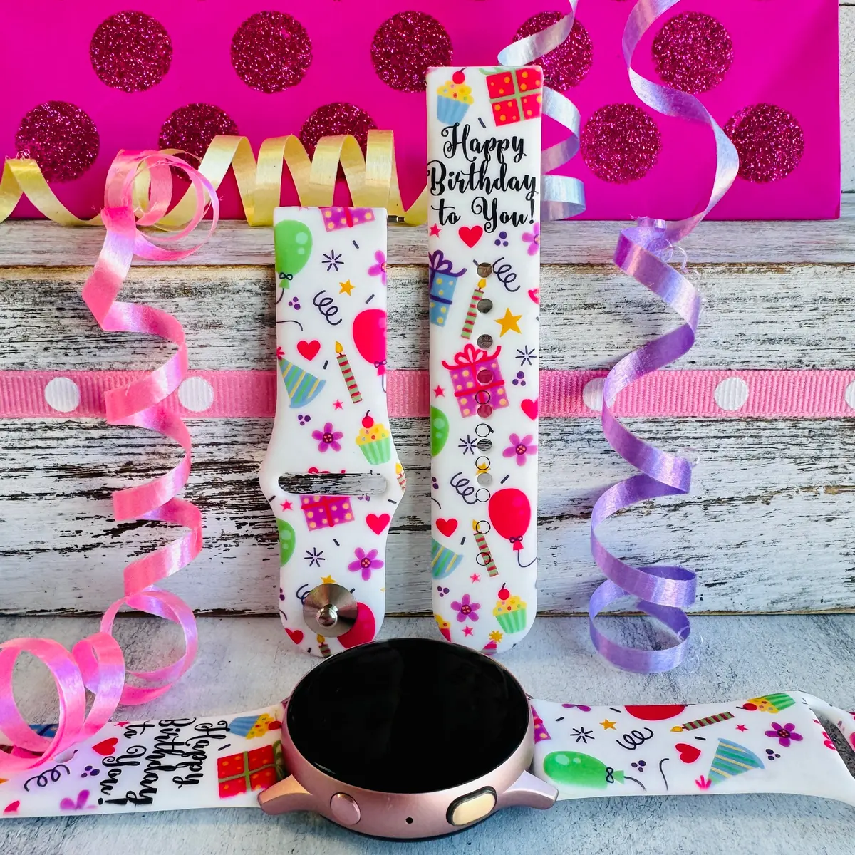 Happy Birthday Print Silicone Band For Samsung Watch 1