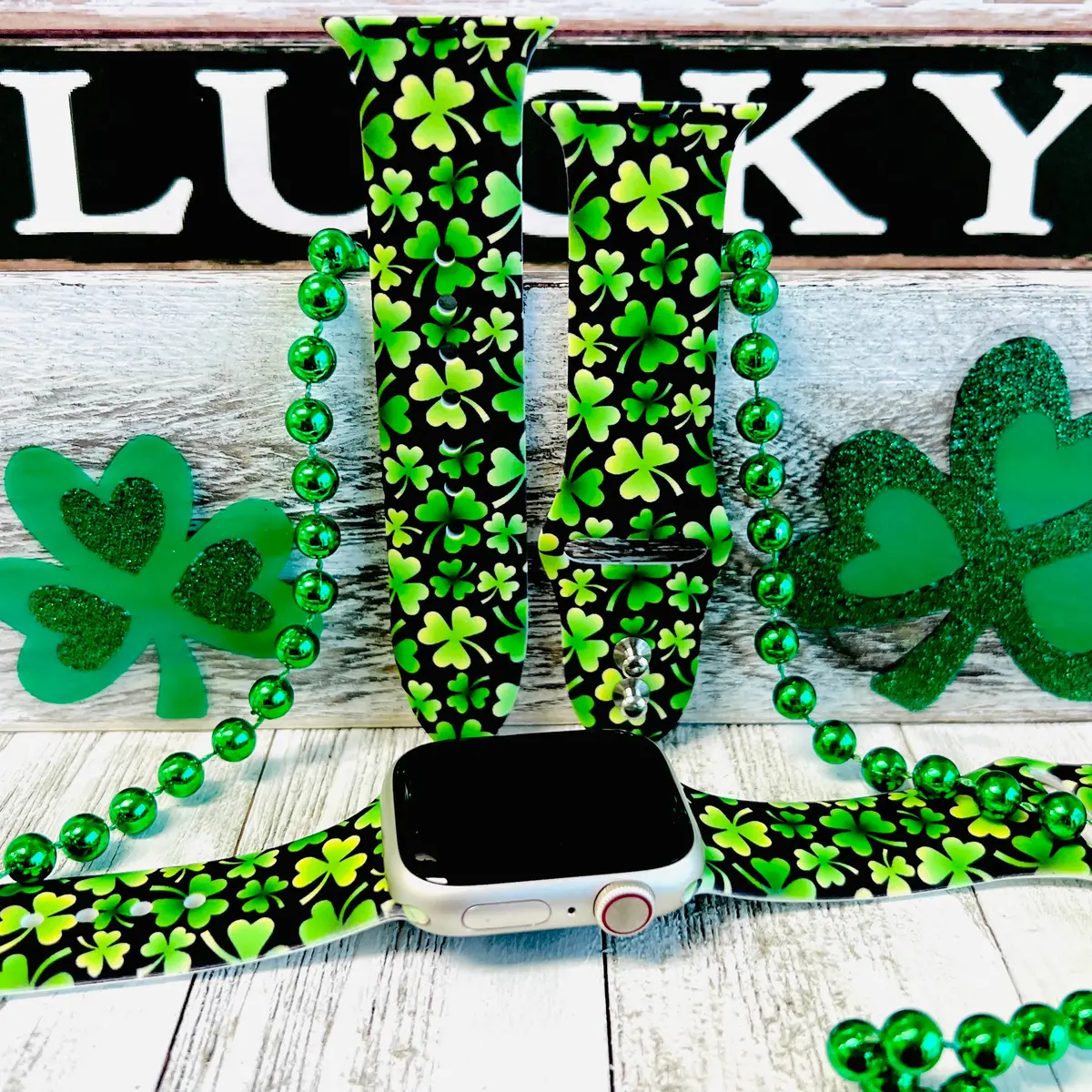 Shamrock Print Silicone Band For Apple Watch 1