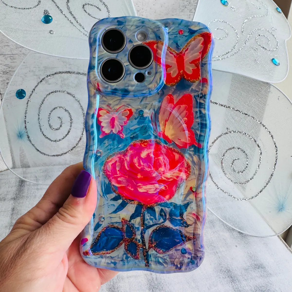 Butterfly Blossoms Wavy Luxe Magsafe Case For Iphone 1