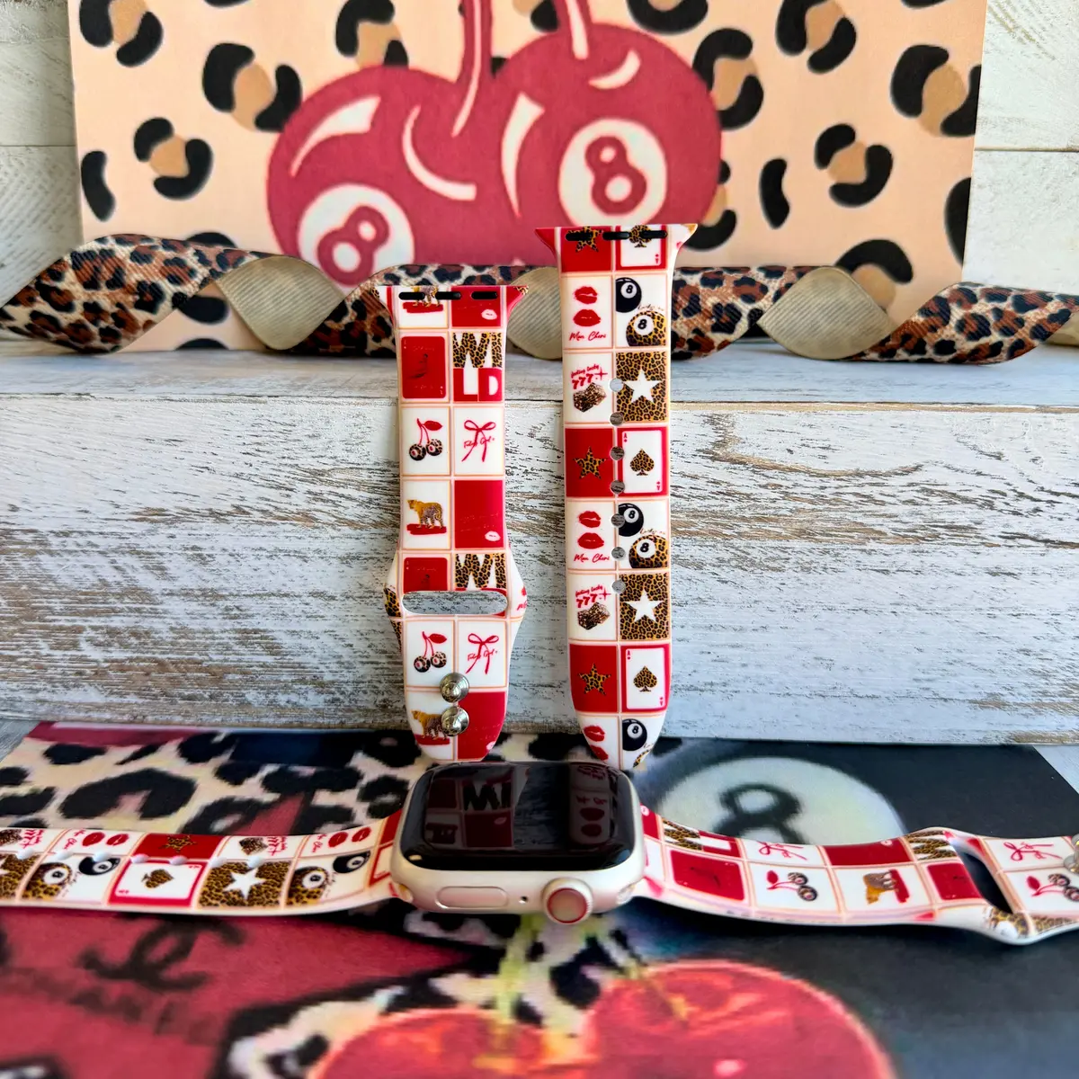Wild Cherry Print Silicone Band For Apple Watch 1