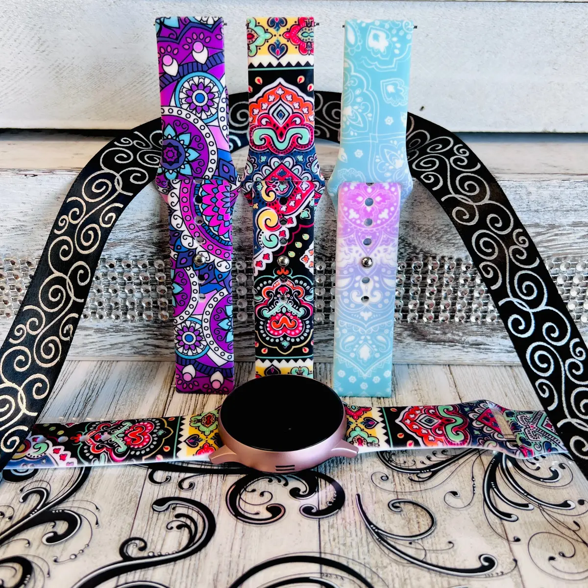 Henna Print Silicone Band For Samsung Watch Multiple Colors Available 1