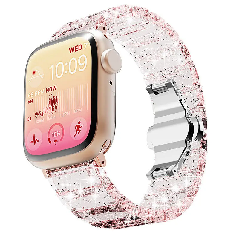 Sparkling Shimmering Clear Resin Link Band For Apple Watch Multiple Colors Available 2