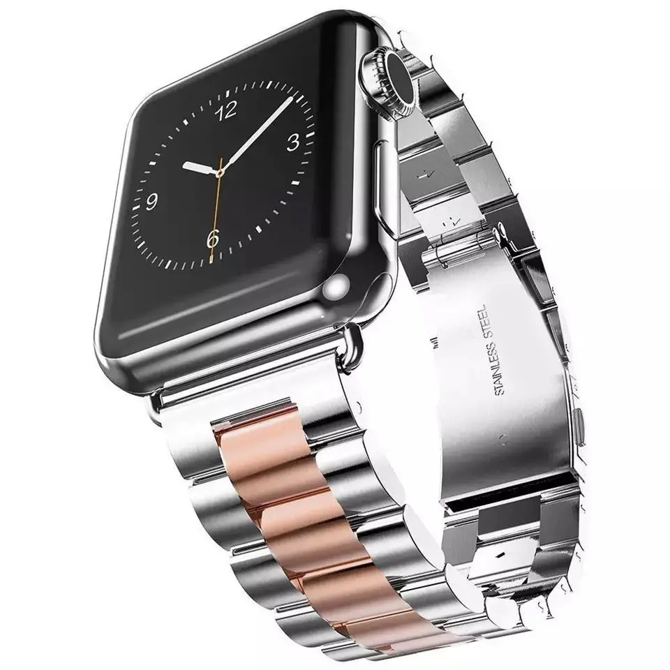 Luxury Stainless Steel Two Tone Link Band For Apple Watch Multiple Colors Available 4
