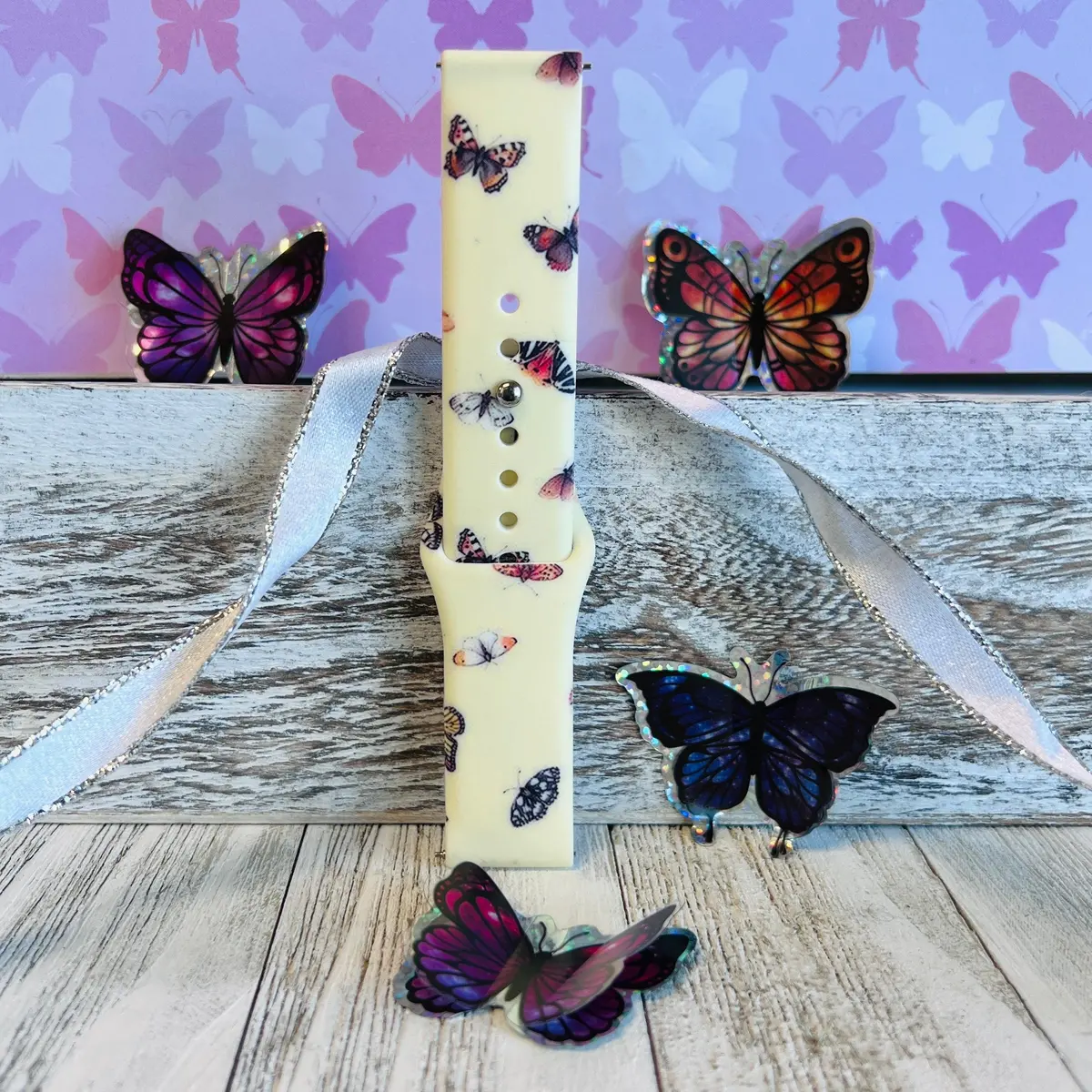 Butterfly Print Silicone Band For Samsung Watch 3