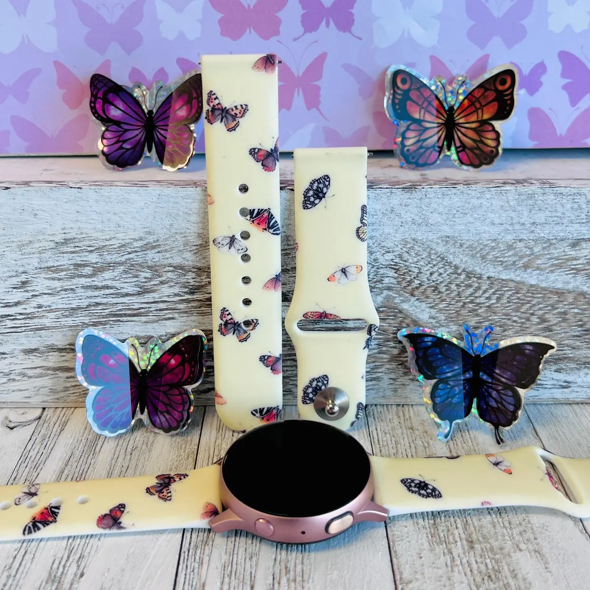 Butterfly Print Silicone Band For Samsung Watch 1