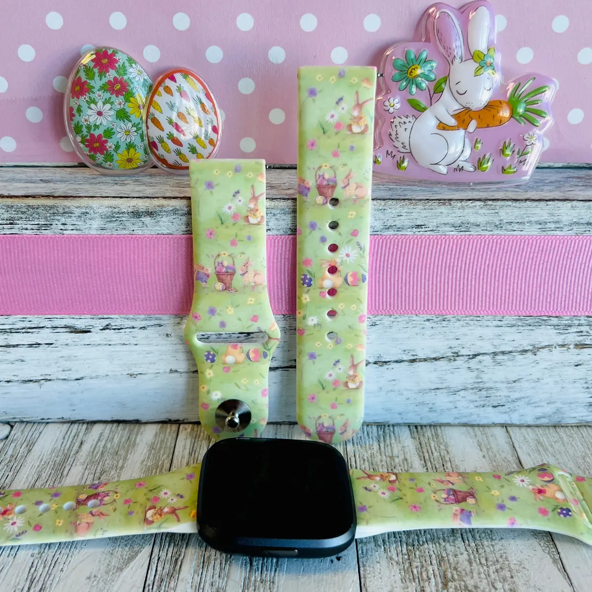 Vintage Easter Print Silicone Band For Fitbit Versa 1/2 1