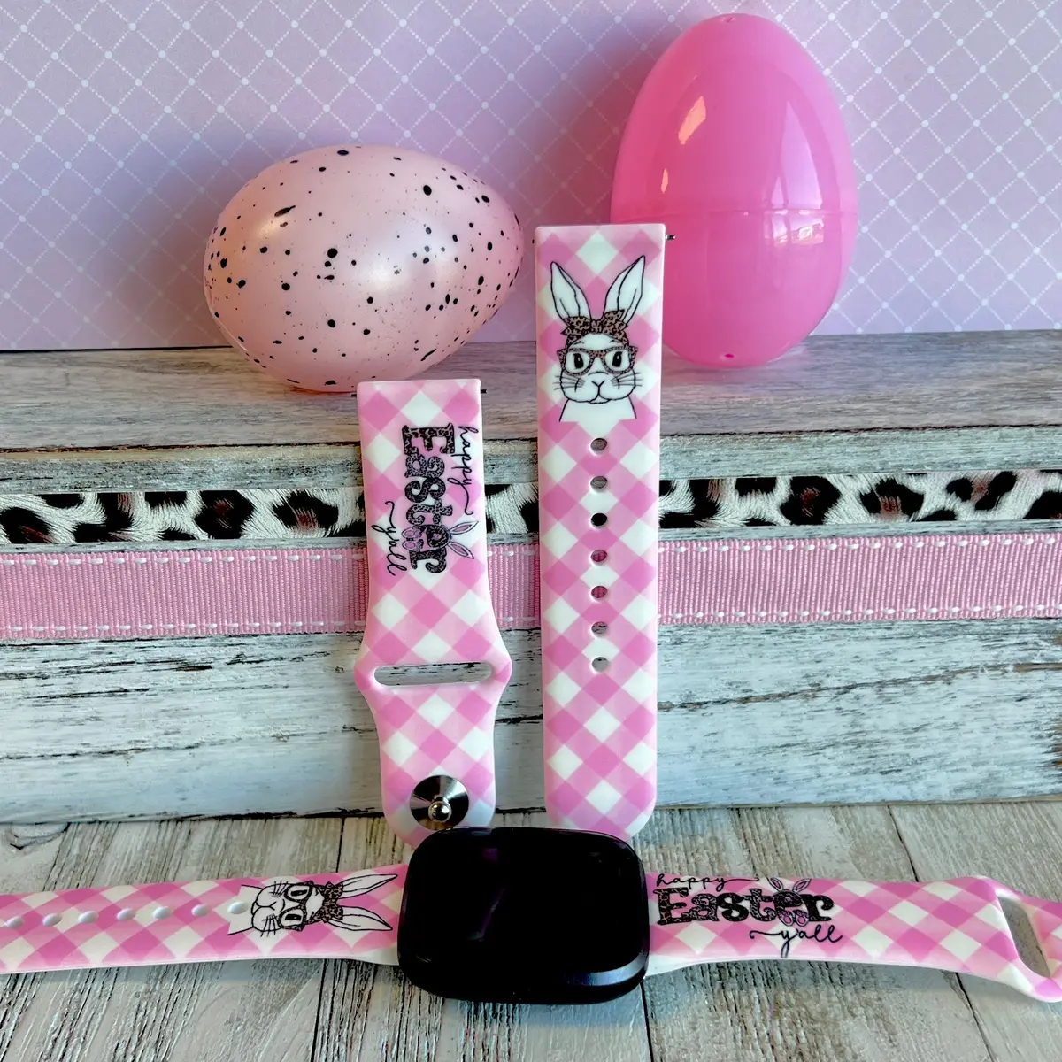 Happy Easter Print Silicone Band For Fitbit Versa 1/2 1
