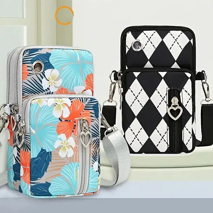 Jet Set Go Printed Nylon Crossbody Phone Purse Multiple Colors Available 1