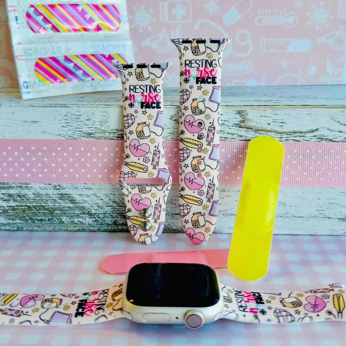 Resting Nurse Face Print Silicone Band For Apple Watch 1