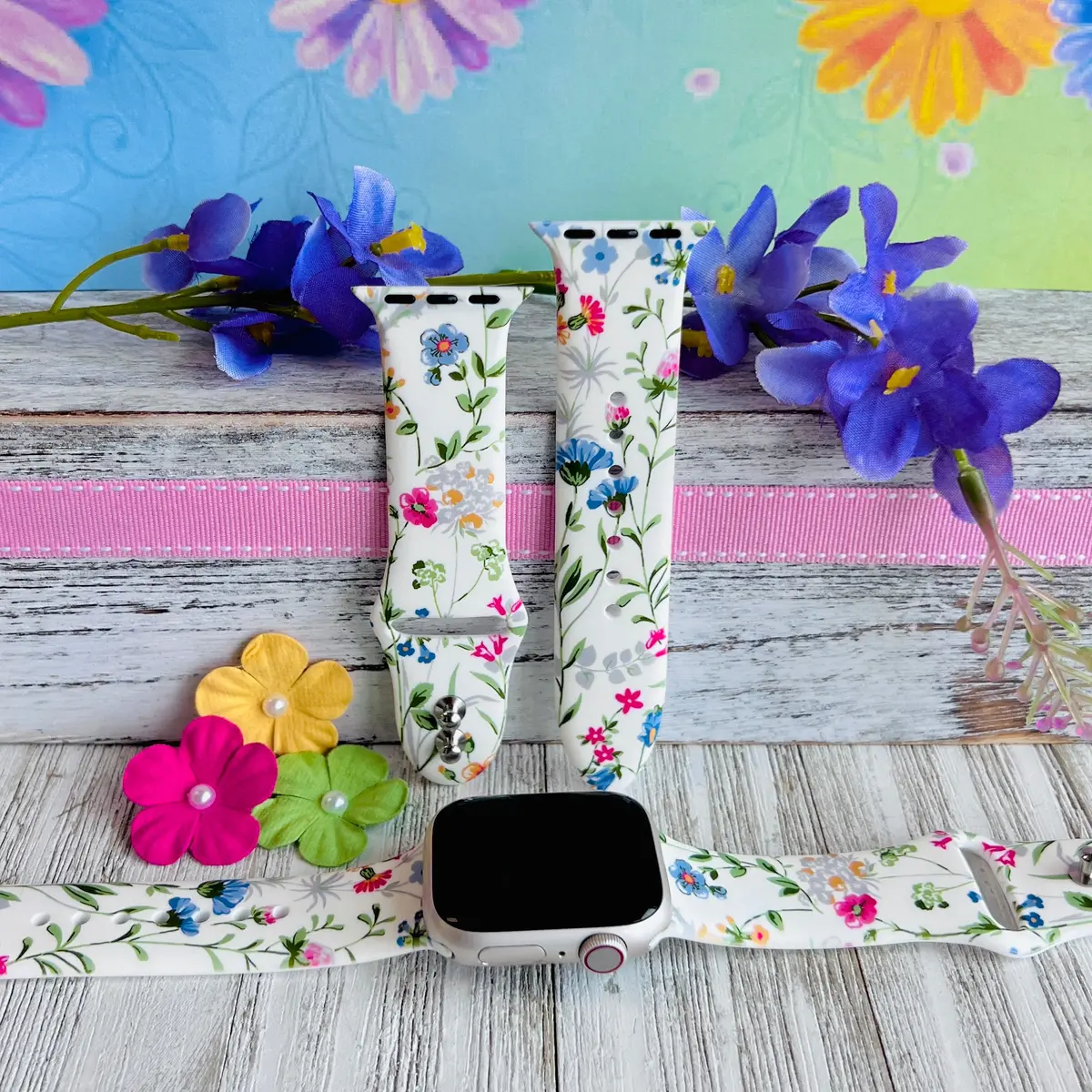 Wildflower's  Print Silicone Band For Apple Watch 1