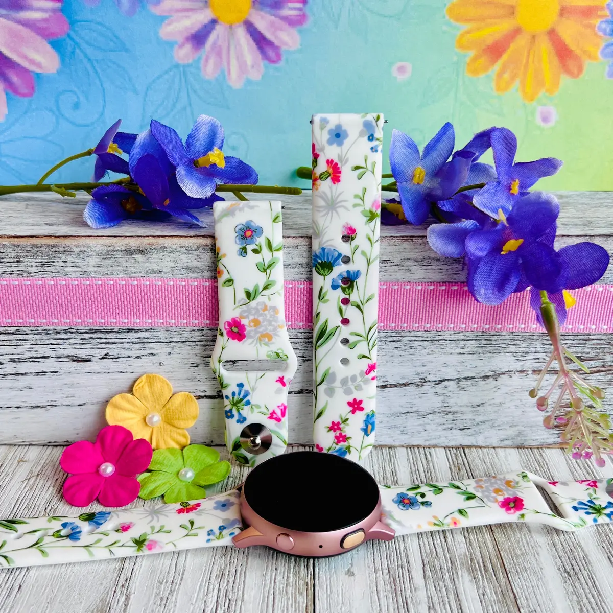Wildflower's Print Silicone Band For Samsung Watch 1