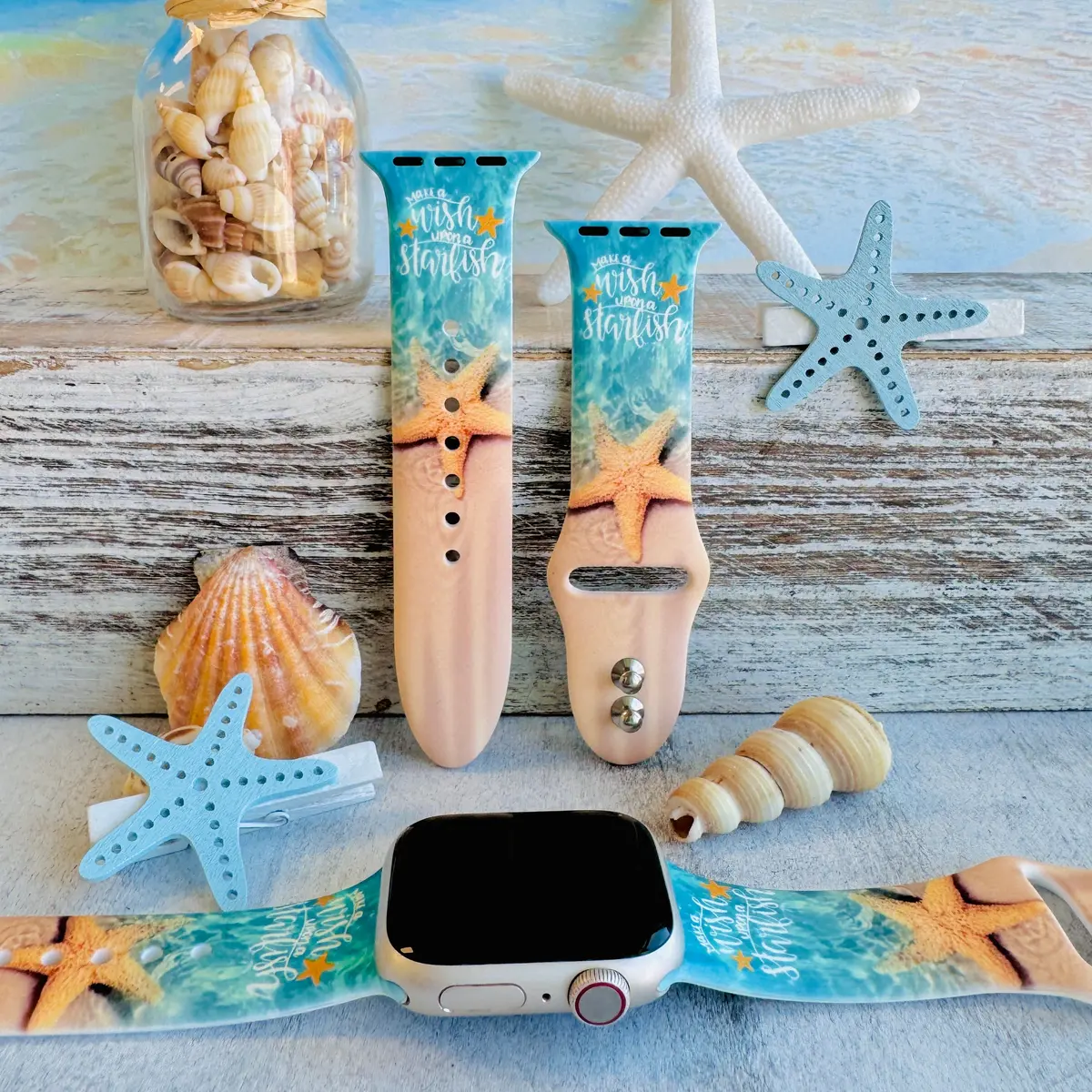 Wish Upon A Starfish Print Silicone Band For Apple Watch 1
