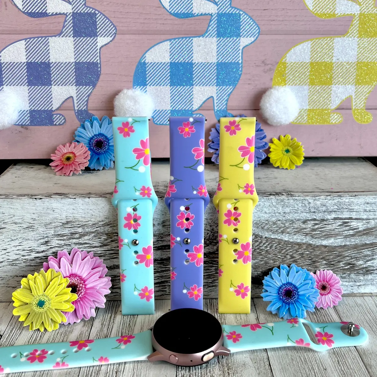 Spring Florals Print Silicone Band For Samsung Watch Multiple Colors Available 1