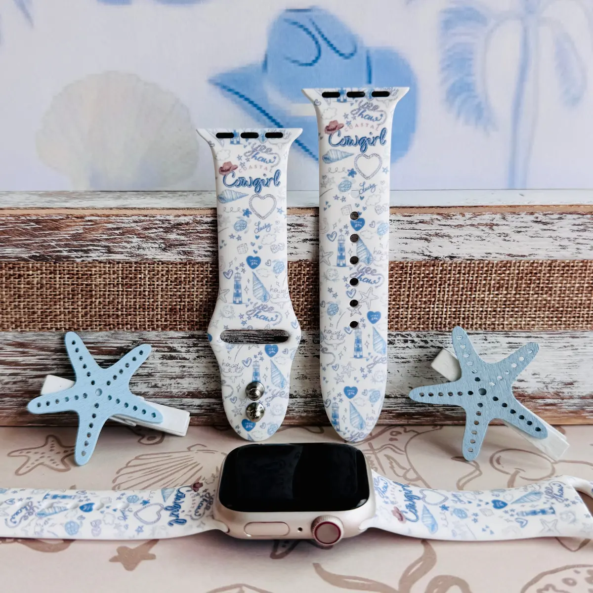 Coastal Cowgirl Print Silicone Band For Apple Watch 1