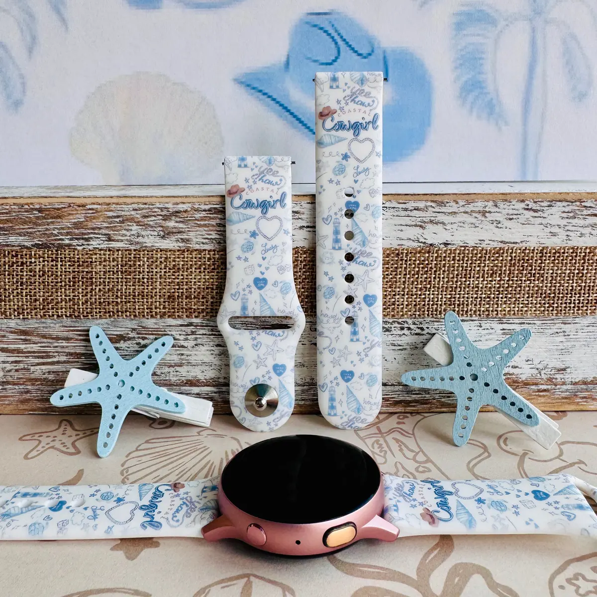 Coastal Cowgirl Print Silicone Band For Samsung Watch 1