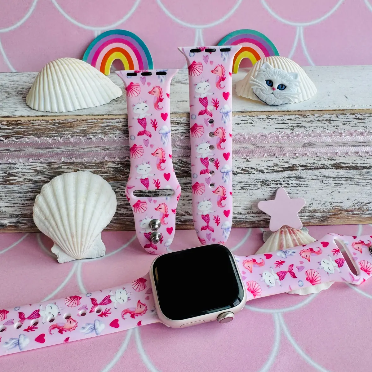 Meowmaid Magic Print Silicone Band For Apple Watch 1