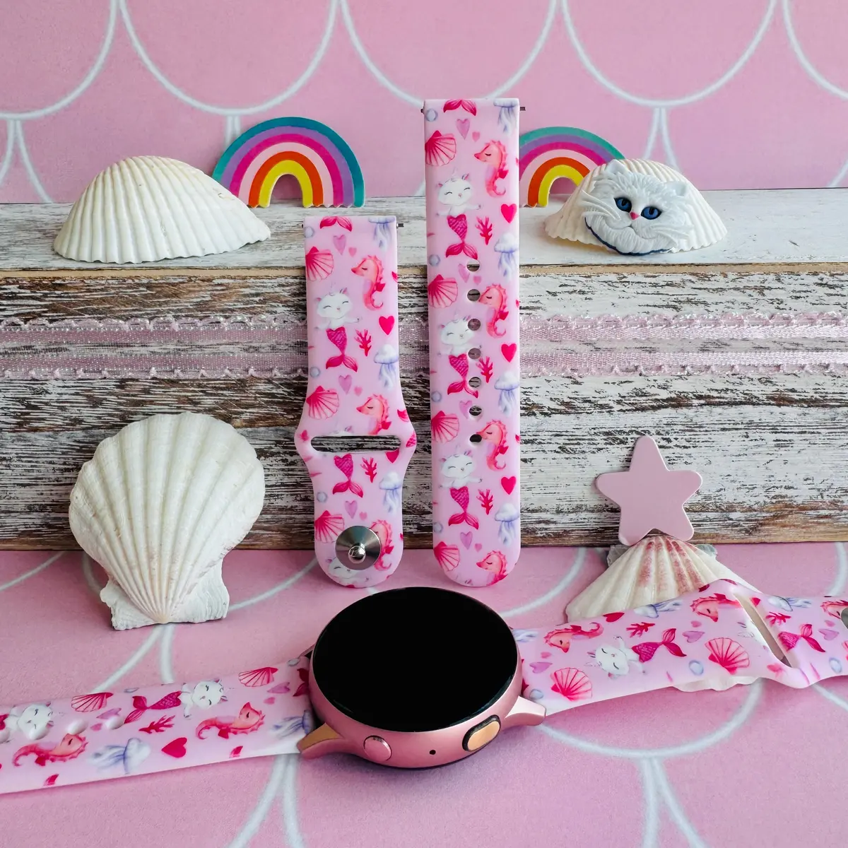 Meowmaid Magic Print Silicone Band For Samsung Watch 1