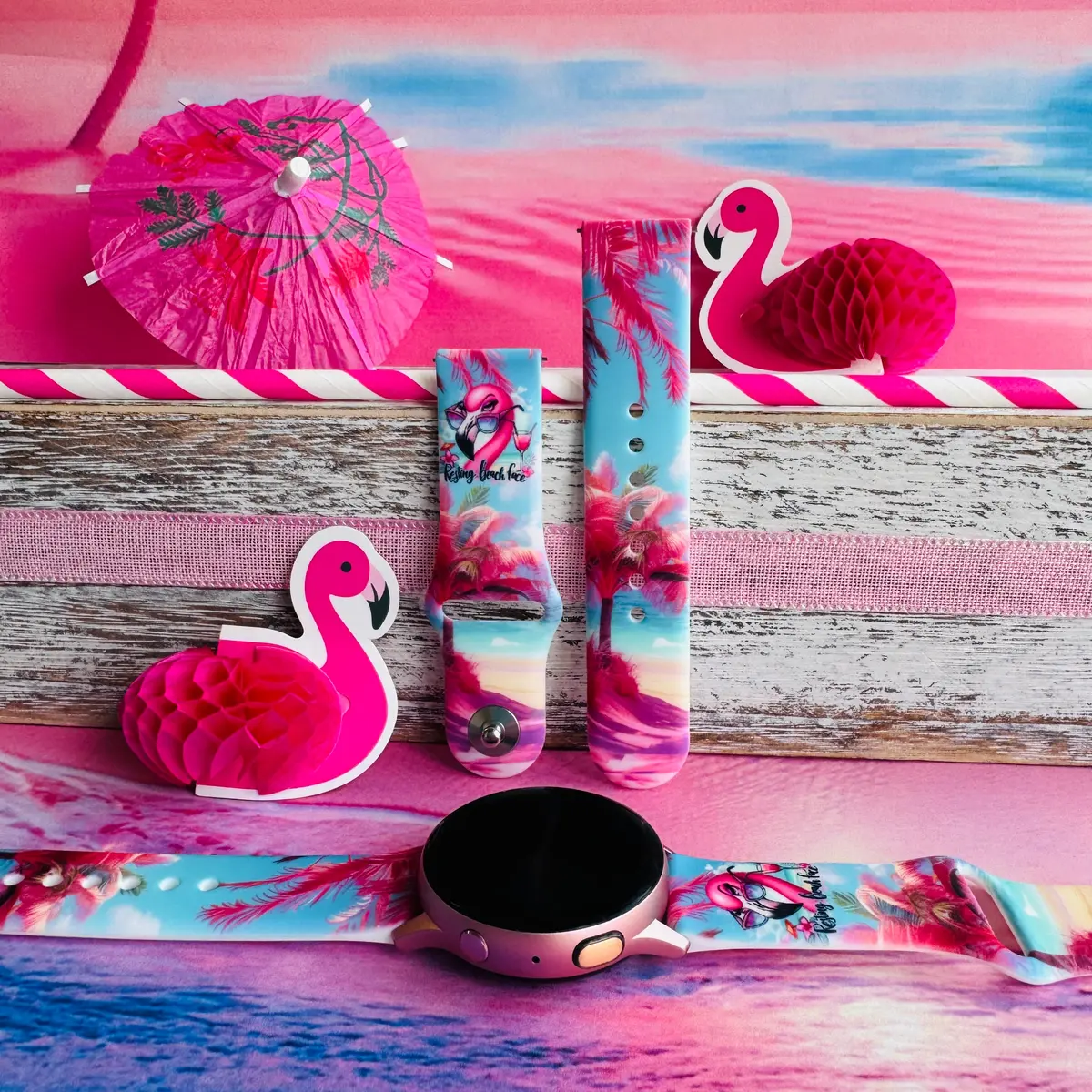 Resting Beach Face Print Silicone Band For Samsung Watch 1
