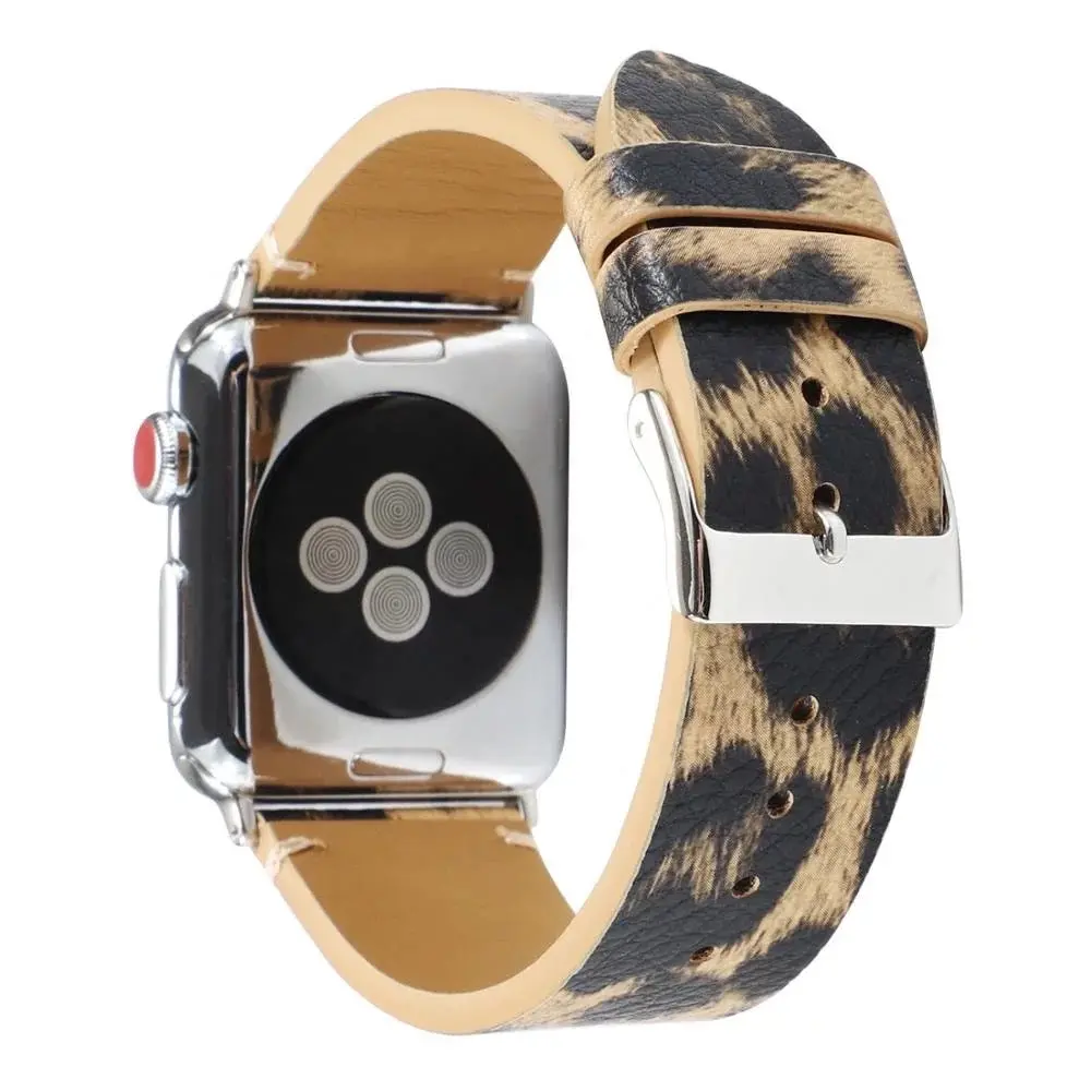 Leopard Print Leather Bands For Apple Watch Multiple Colors Available 1