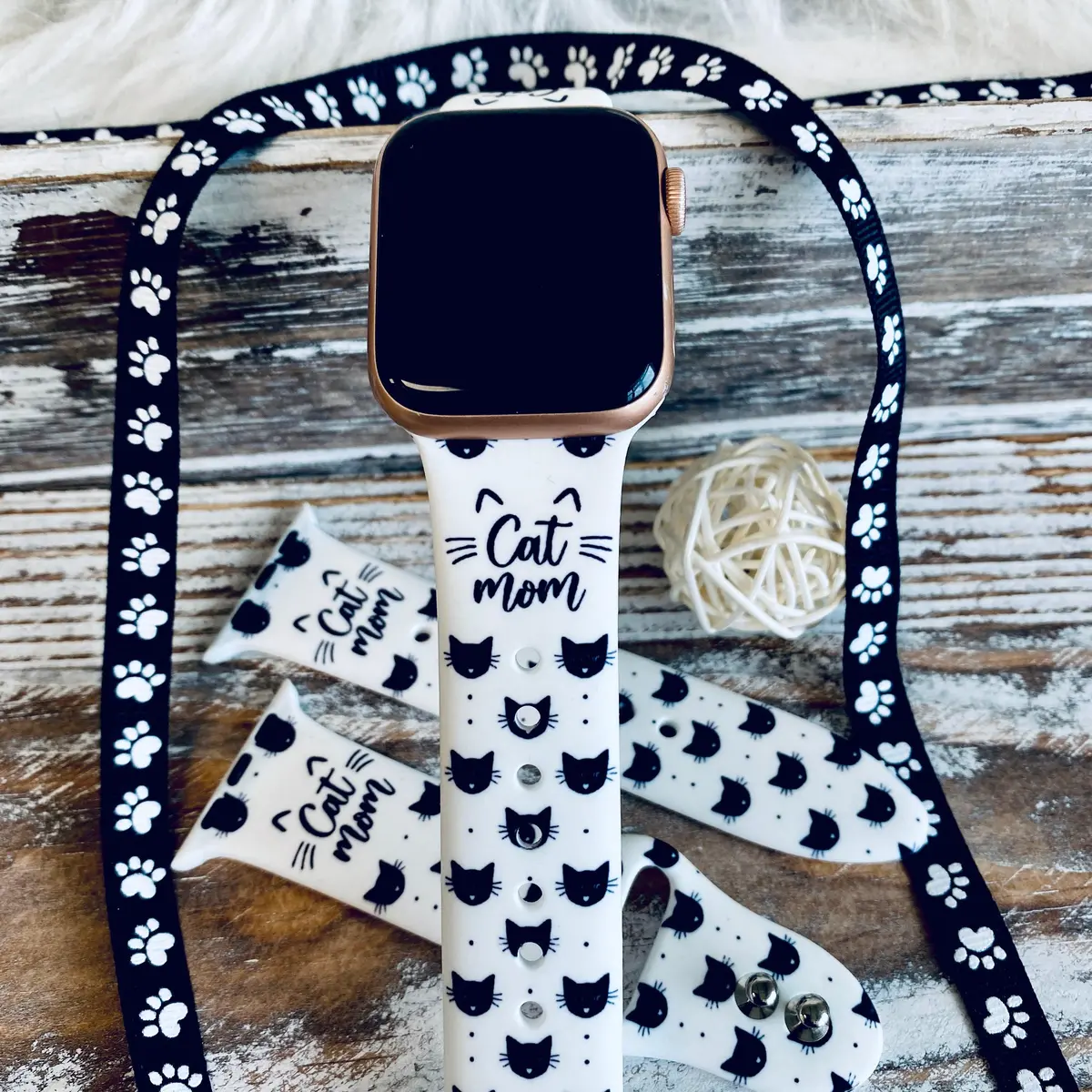 Cat Mom Print Silicone Band For Apple Watch 1