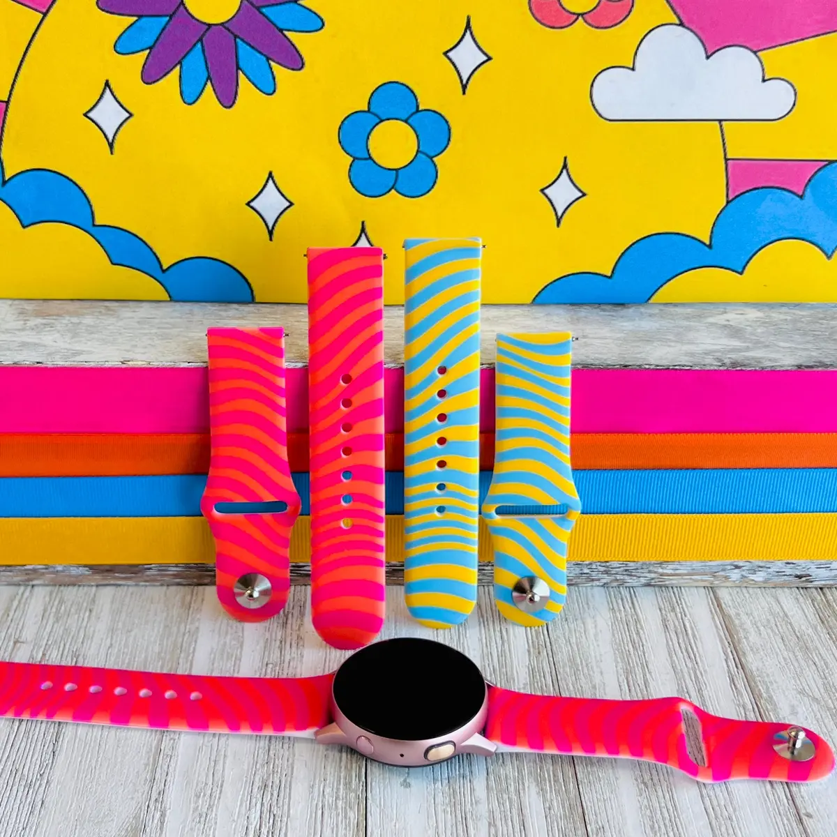 Groovy Vibes Print Silicone Band For Samsung Watch (Two Colors Available) 1