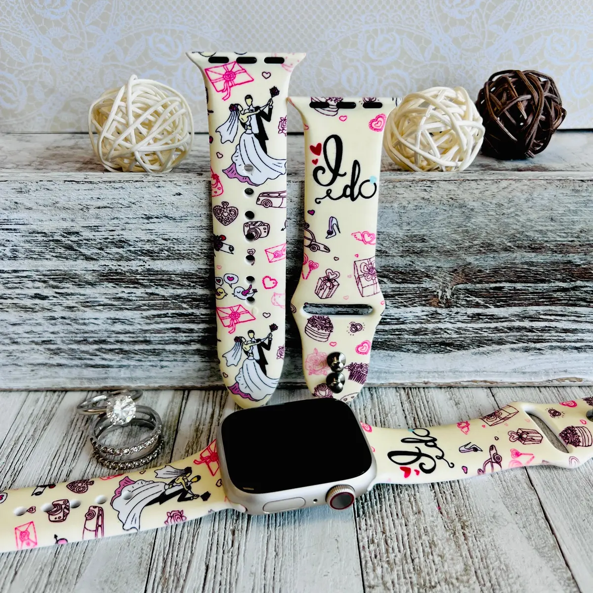 'I Do' Print Silicone Band For Apple Watch 1