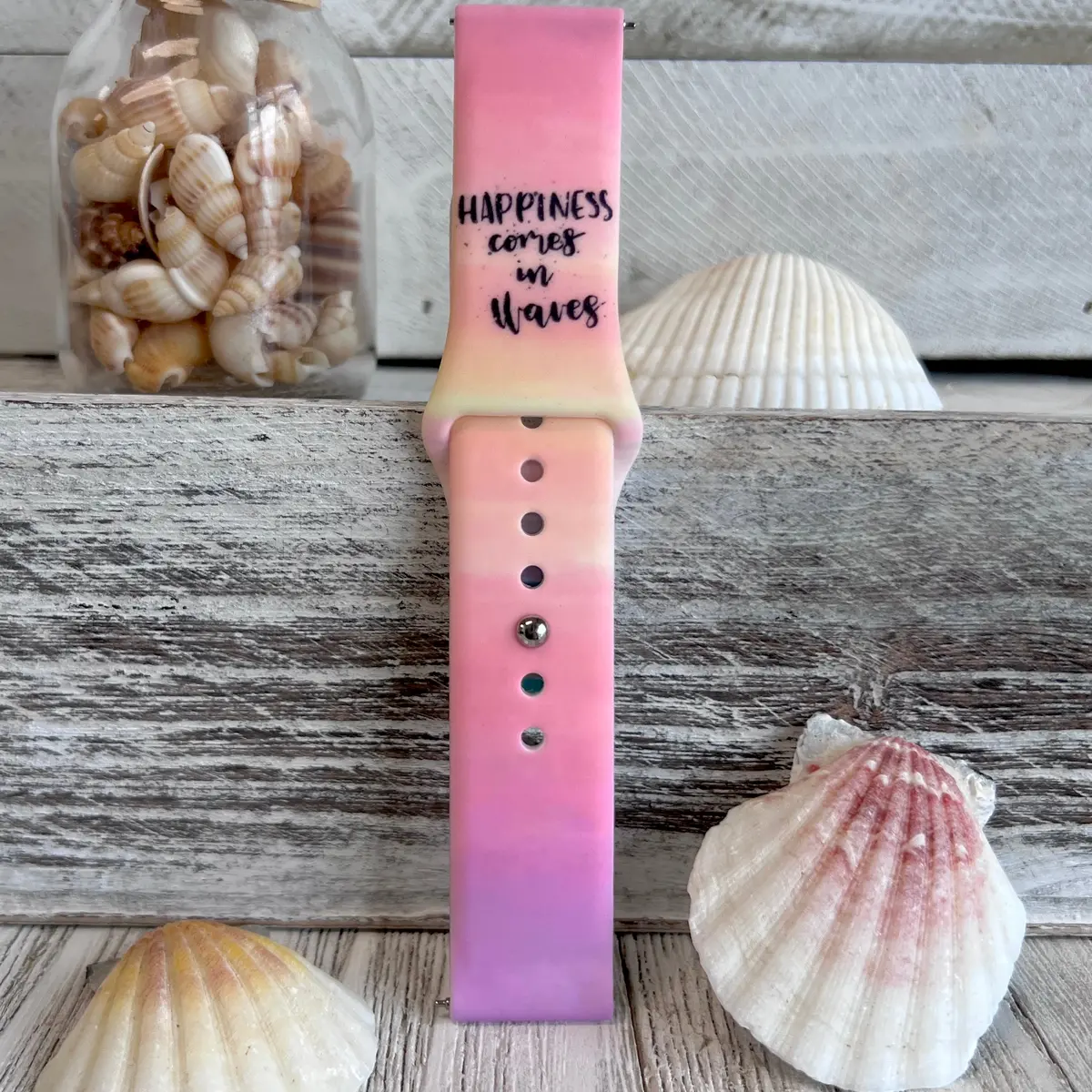 Happiness Comes In Waves Print Silicone Band For Samsung Watch 2