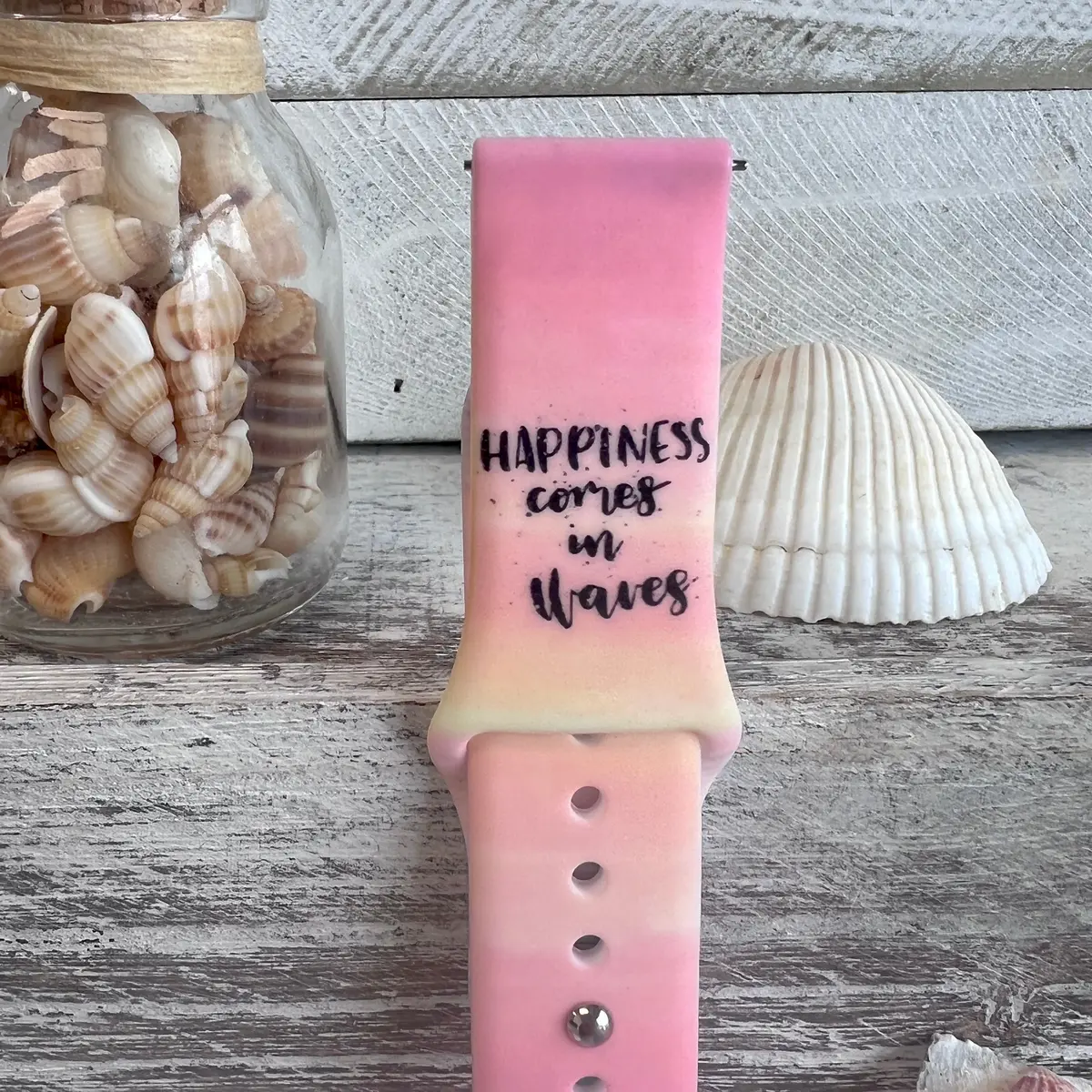 Happiness Comes In Waves Print Silicone Band For Samsung Watch 3
