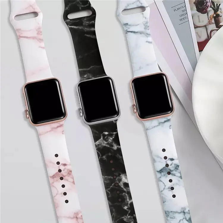 Marble Print Silicone Band For Apple Watch Multiple Colors Available 1