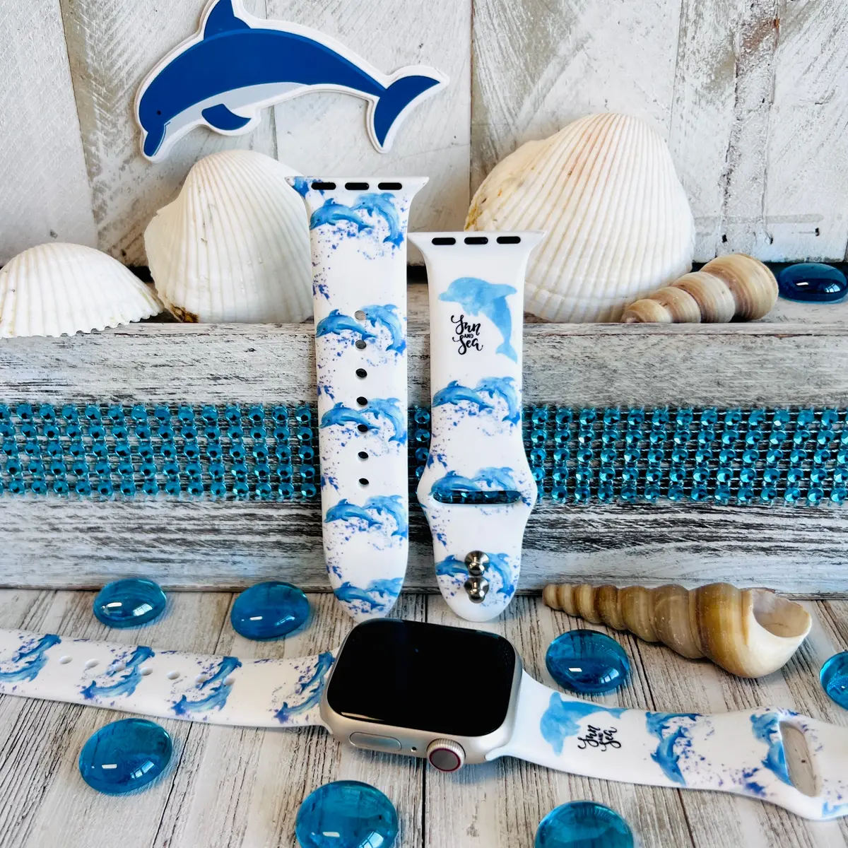 Dolphin Vibes Print Silicone Band For Apple Watch 1